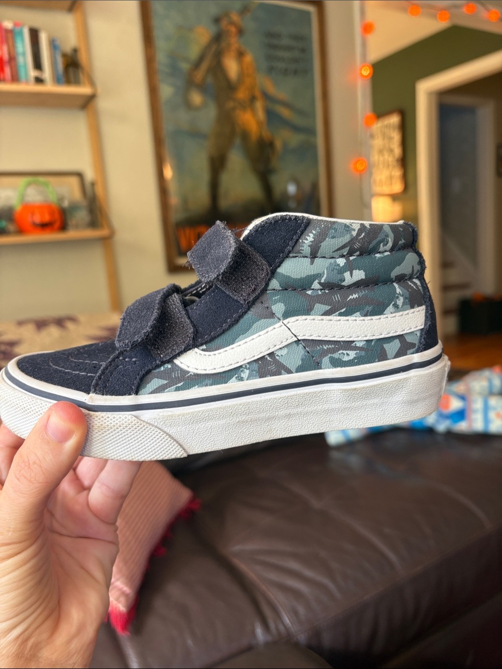 Vans Kids Camouflage High-Top Sneakers - Green/White/Black Kids 12